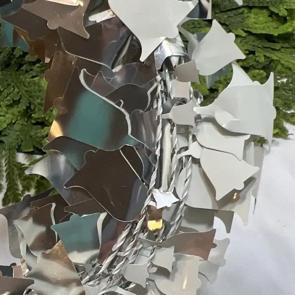 Vintage 2003 Martha Stewart Fancy Wire Garland First Snowfall Silver Bells 25ft